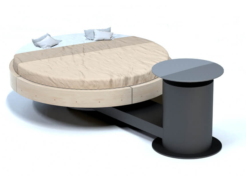Offset motorized round bed