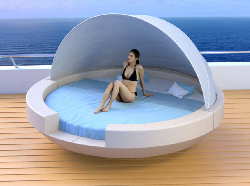 Half-cocoon yacht bed